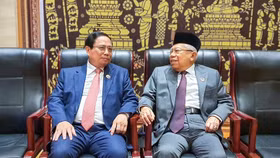 Thủ tướng Chính phủ Phạm Minh Chính trong buổi gặp Phó Tổng thống Indonesia Ma'ruf Amin 