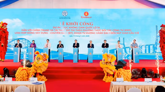 Dự án trục không gian quốc lộ 1A gắn với chỉnh trang và tái thiết đô thị theo phương thức đối tác công tư (PPP), loại hợp đồng xây dựng - chuyển giao (BT), đoạn từ đường Vành đai 1 đến nút giao Cầu Giẽ chính thức được khởi công