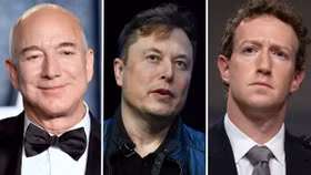Tỷ phú Jeff Bezos, Elon Musk và Mark Zuckerberg (từ trái sang)
