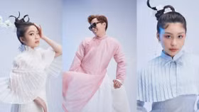 NTK Ivan Trần tung bộ ảnh áo dài đón Tết cùng "cặp mẫu nhí ruột"