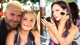 Harper Beckham mặc váy ren tím lilac giá nghìn đô giống mẹ