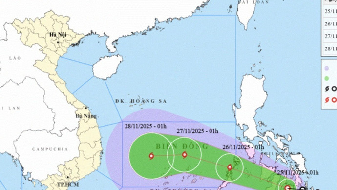 Hướng di chuyển của áp thấp nhiệt đới sau đó mạnh lên thành bão