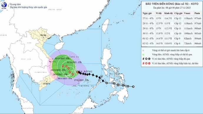 Dự báo bão số 15 liên tục đổi hướng, diễn biến rất khó lường