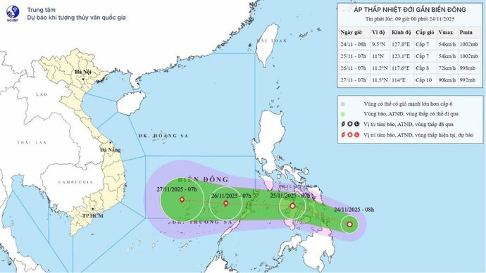Dự báo đường đi của áp thấp nhiệt đới