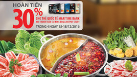 Thưởng thức ẩm thực Châu Á, hoàn tiền 30% với Maritime Bank