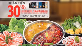Thưởng thức ẩm thực Châu Á, hoàn tiền 30% với Maritime Bank