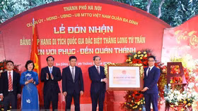 Đền Voi Phục và đền Quán Thánh đón nhận bằng Di tích Quốc gia đặc biệt