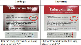 Phát hiện thuốc kháng sinh Cefuroxim 500 chuyên trị nhiễm khuẩn hô hấp và tiêu hoá bị làm giả