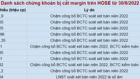 Nhiều mã cổ phiếu bị cắt margin từ 30/8