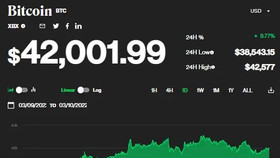 Giá bitcoin ngày 10/3: Bitcoin bất ngờ tăng vọt lên 42.000 USD