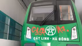 Tàu đường sắt Cát Linh - Hà Đông bị vẽ chi chít hình lạ