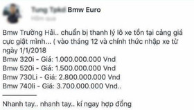 Lô xe BMW từng bị ngừng thông quan bất ngờ được rao bán với giá từ 1 tỷ đồng