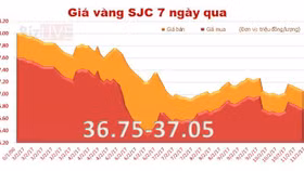 Giá vàng SJC quay đầu giảm, lùi sát mốc 37 triệu đồng/lượng