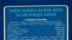 Thực phẩm bảo vệ sức khỏe Slim Phục Linh Plus có chứa chất cấm