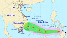 Bão Sanba hướng vào biển Đông với sức gió mạnh nhất giật cấp 10