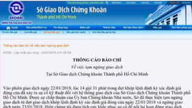 TP. HCM: Chứng khoán tạm ngừng giao dịch do lỗi hệ thống