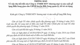 Đắk Nông thu hồi hơn 210 ha đất do các công ty không thực hiện dự án