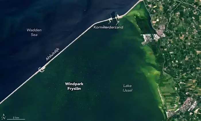 Trang trại điện gió nước ngọt lớn nhất thế giới nhìn từ vệ tinh Landsat 8