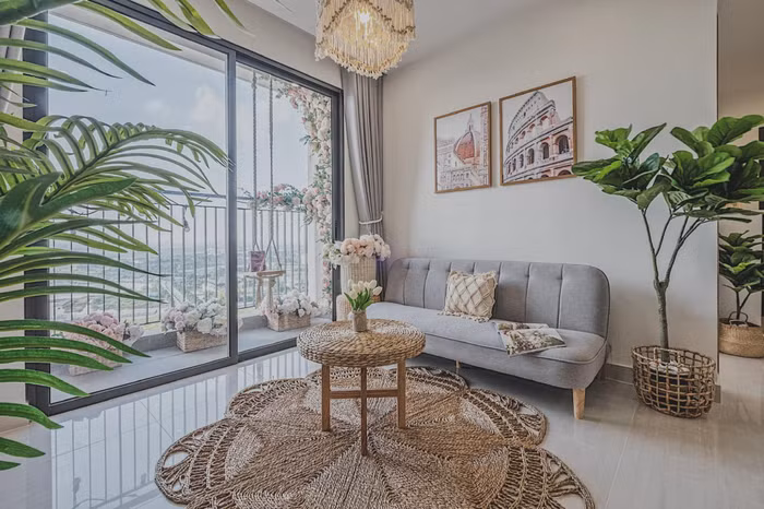 can ho decor mây, tre, cói