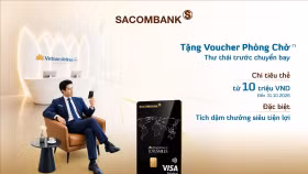 SACOMBANK tặng 500 voucher phòng chờ Bông Sen cho chủ thẻ SACOMBANK Vietnam Airlines Visa