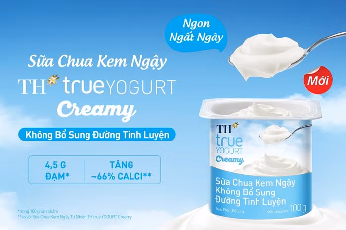 Sữa Chua Kem Ngậy Không Bổ Sung Đường Tinh Luyện TH true YOGURT Creamy mới