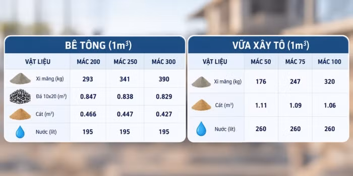Hướng dẫn cấp phối cho từng loại vữa – Nhà máy Xi măng Tân Thắng