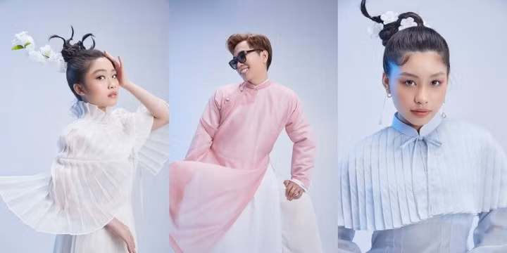 NTK Ivan Trần tung bộ ảnh áo dài đón Tết cùng "cặp mẫu nhí ruột"