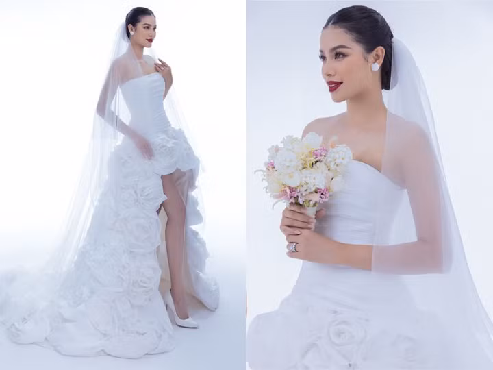 Hoa hậu Phạm Hương xinh đẹp trong BST váy cưới từ NTK Lê Thanh Hoà