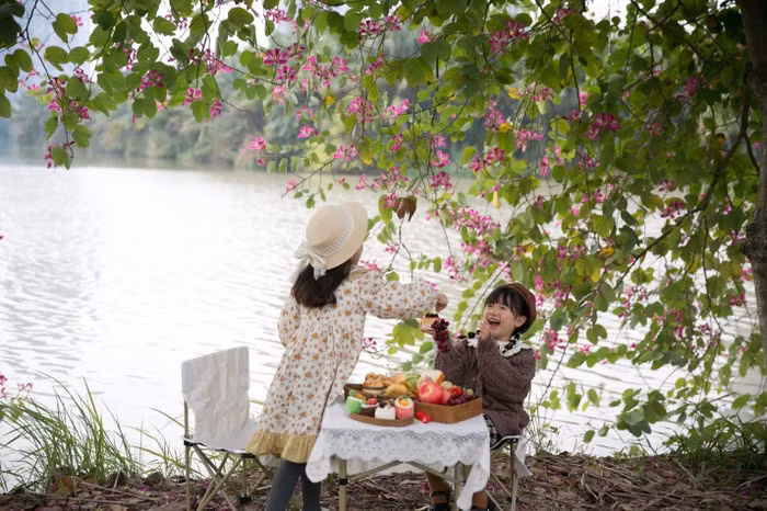 Công viên mùa hạ Ecopark rộng 2,5ha còn có bãi cỏ rộng lớn, cây xanh, hồ nước có rặng tre cao vút bao quanh, bãi cát, khu vui chơi trẻ em...