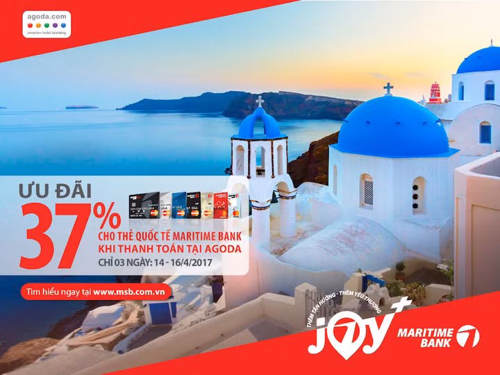 Ưu đãi 37% giá đặt phòng khách sạn cho chủ thẻ Maritime Bank
