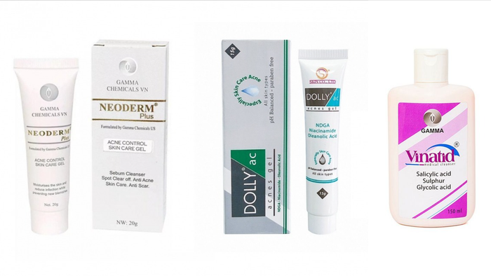 Sản phẩm Gamma Neoderm Plus, Gamma Dolly Ac Acnes Gel và Gamma Vinatid