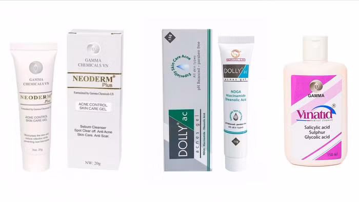 Sản phẩm Gamma Neoderm Plus, Gamma Dolly Ac Acnes Gel và Gamma Vinatid