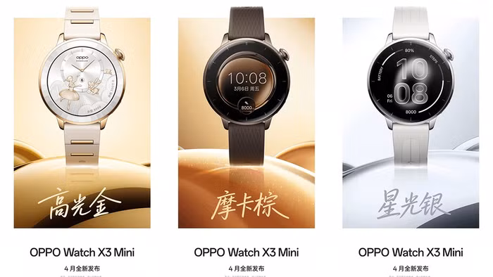 OPPO Watch X3 Mini sẽ xuất hiện với 3 phiên bản màu sắc