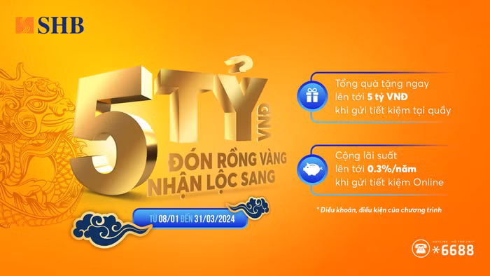 SHB dành hàng nghìn tỷ đồng ưu đãi khách hàng cá nhân dịp Tết Giáp Thìn 2024