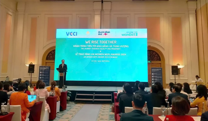 Ông Nguyễn Quang Vinh, Phó Chủ tịch Liên đoàn Thương mại và Công nghiệp Việt Nam (VCCI) phát biểu tại sự kiện