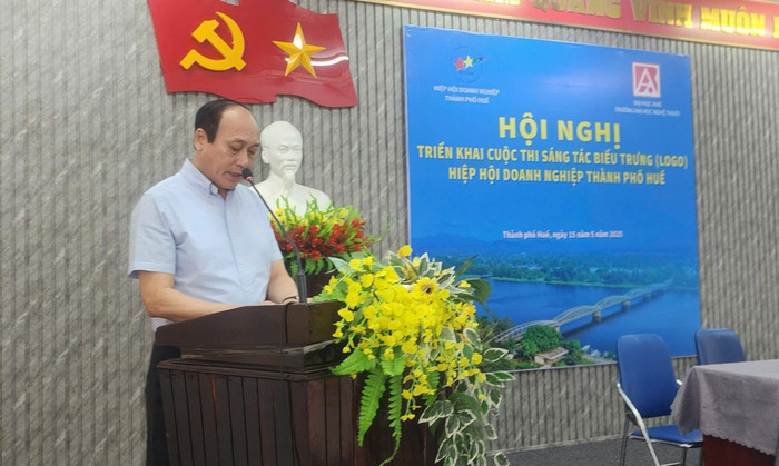 Ông Trần Văn Mỹ - Chủ tịch Hiệp hội Doanh nghiệp thành phố Huế phát biểu tại sự kiện