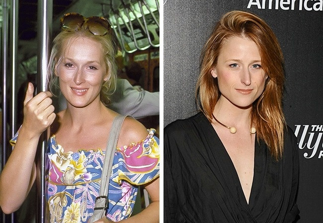 Meryl Streep ( năm 32 tuổi) và Mamie Gummer (32 tuổi) với chiếc mũi và khuôn miệng giống nhau. Meryl Streep ( năm 32 tuổi) và Mamie Gummer (32 tuổi) với chiếc mũi và khuôn miệng giống nhau.