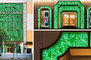 BVLGARI nhuộm màu flagship bằng hàng vạn chai thủy tinh