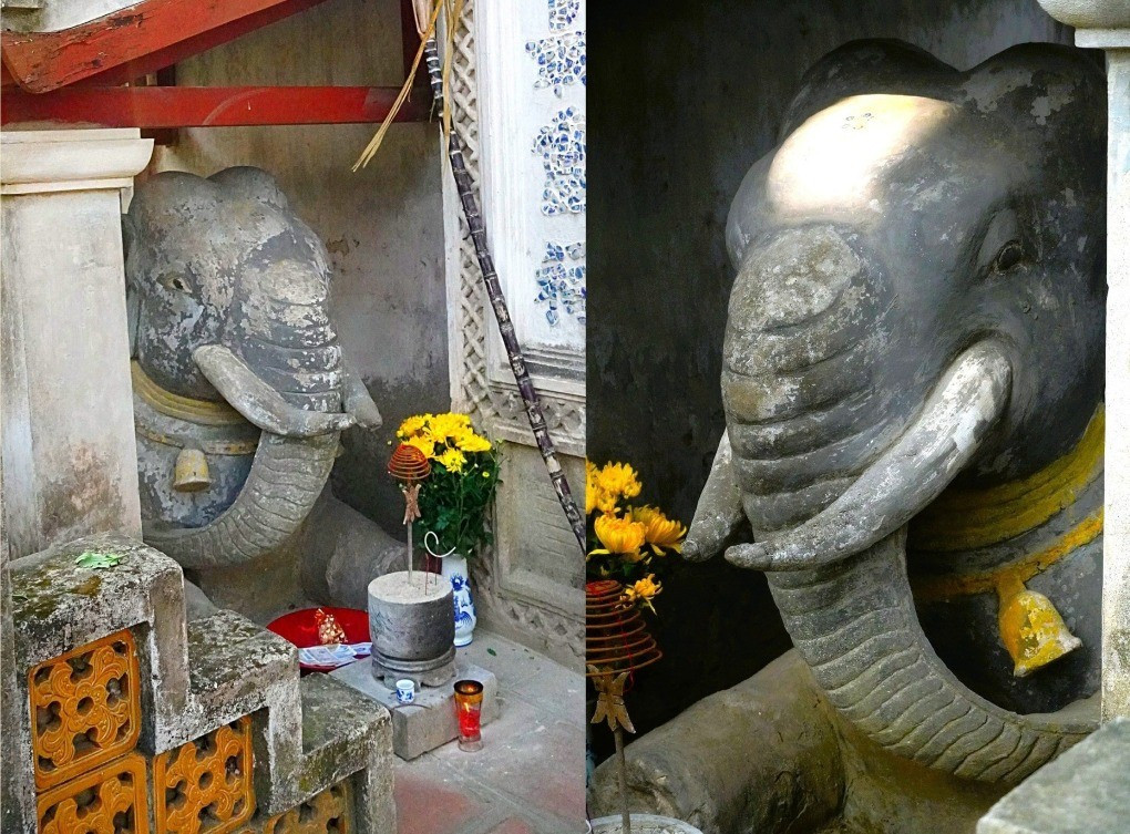 Tượng đôi voi trầu và cổng Nghi Môn mở hướng Đông Nam có thể hàm ý vương quốc Chămpa quy phục