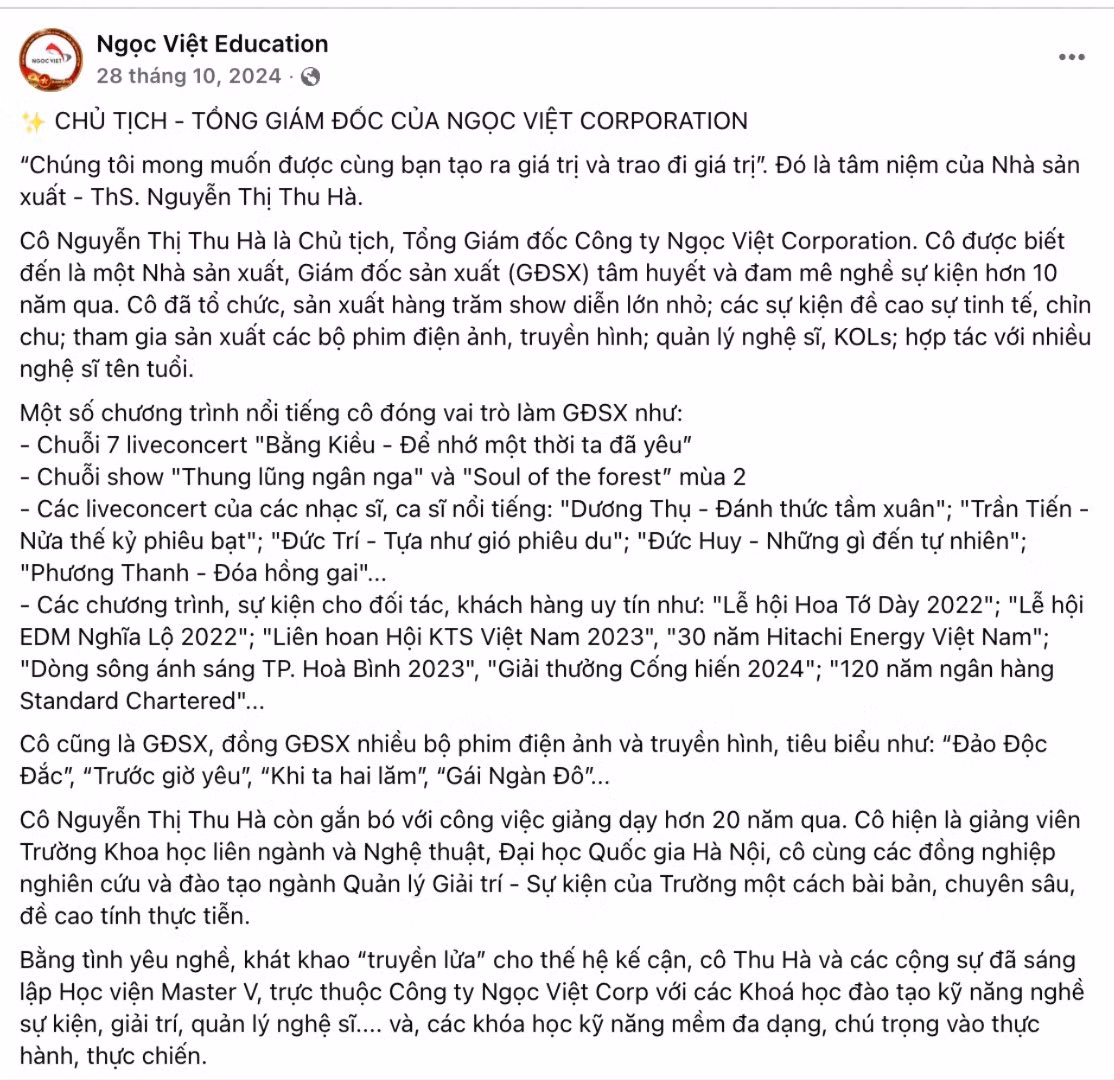 Bài viết giới thiệu về bà Nguyễn Thị Thu Hà