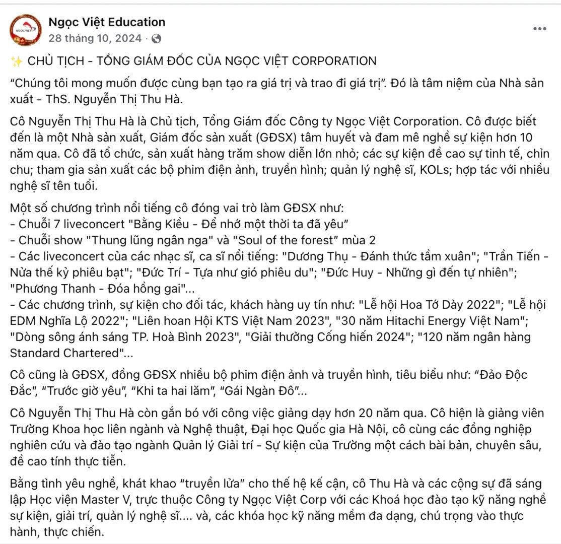 Bài viết giới thiệu về bà Nguyễn Thị Thu Hà