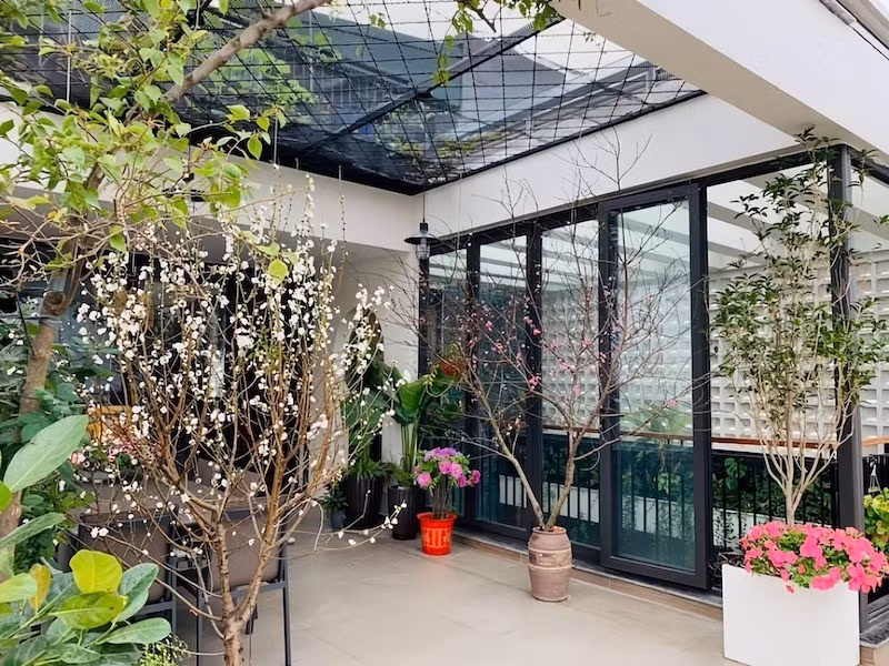Trên trang cá nhân, Trọng Tấn và bà xã thường chia sẻ những không gian xanh mướt, yên bình trong căn nhà