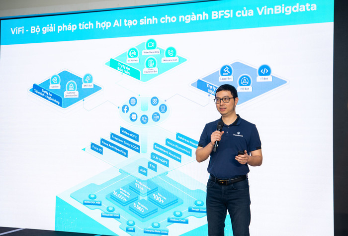 TS. Đào Đức Minh - CEO VinBigdata công bố ra mắt Bộ giải pháp ViFi tích hợp AI tạo sinh cho ngành BFSI