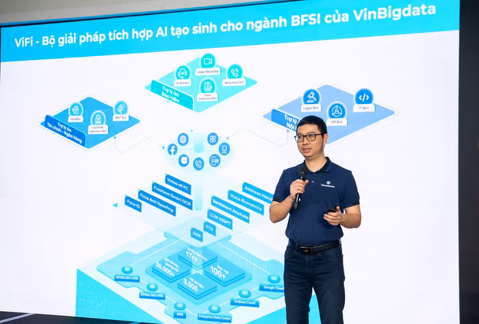 TS. Đào Đức Minh - CEO VinBigdata công bố ra mắt Bộ giải pháp ViFi tích hợp AI tạo sinh cho ngành BFSI