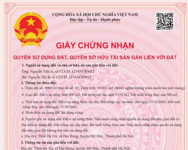 Thông tin phản hồi từ mã QR có giá trị như thông tin trên sổ đỏ