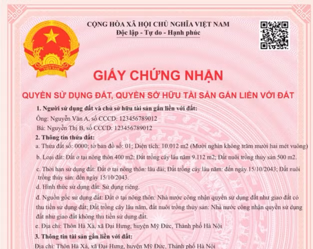 Thông tin phản hồi từ mã QR có giá trị như thông tin trên sổ đỏ