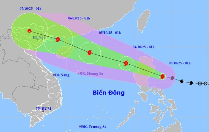 Dự báo vị trí và hướng di chuyển bão Matmo lúc 1h sáng 3/10