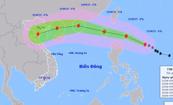 Bản đồ dự báo đường đi, khu vực ảnh hưởng của bão Ragasa
