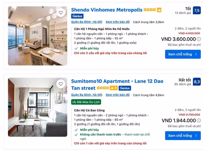 Nhiều khách sạn quanh khu vực phường Ba Đình hiện chỉ còn rất ít phòng trống