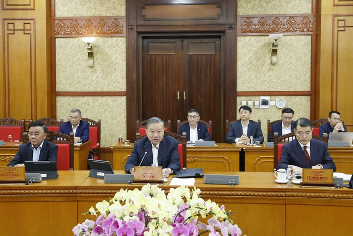Tổng Bí thư Tô Lâm phát biểu tại cuộc họp